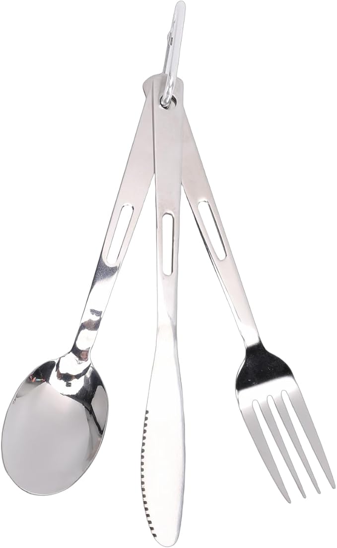 Camping Tableware Set Stainless Steel Mess Kit Double Wall Cups Bowls Plates Utensils for 4 Person Outdoor Picnic