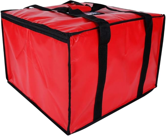 cherrboll Insulated Pizza Delivery Bag 20 by 20 by 14 -Inch Commercial Grade Food Delivery Bag Moisture Free (Red)