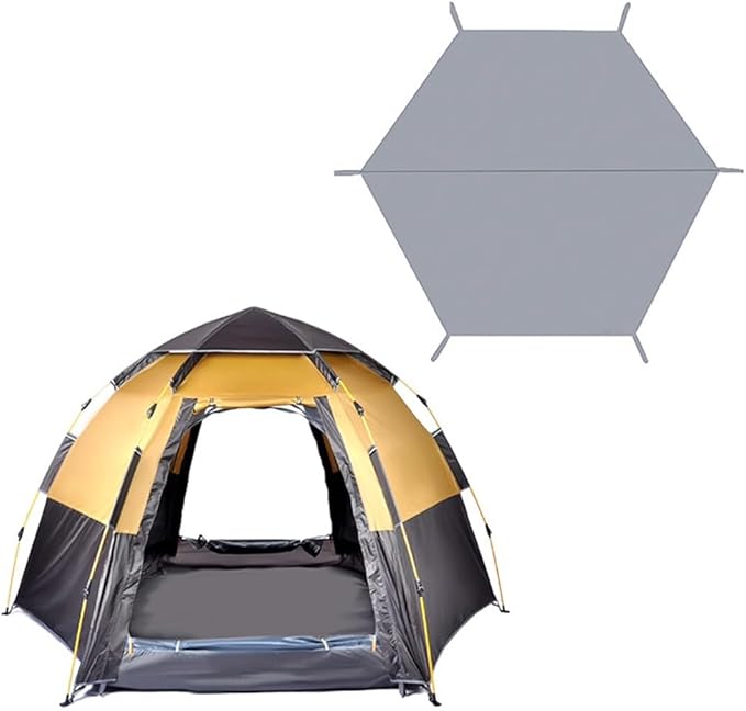 Waterproof Camping Tent Tarpaulin Hexagon Picnic Tarp Tent Mat Outdoor Beach Pad With Ground Nails And Double-stitched Edges For Use As A Picnic Mat Beach Mat Or Tarp(240 * 210cm)