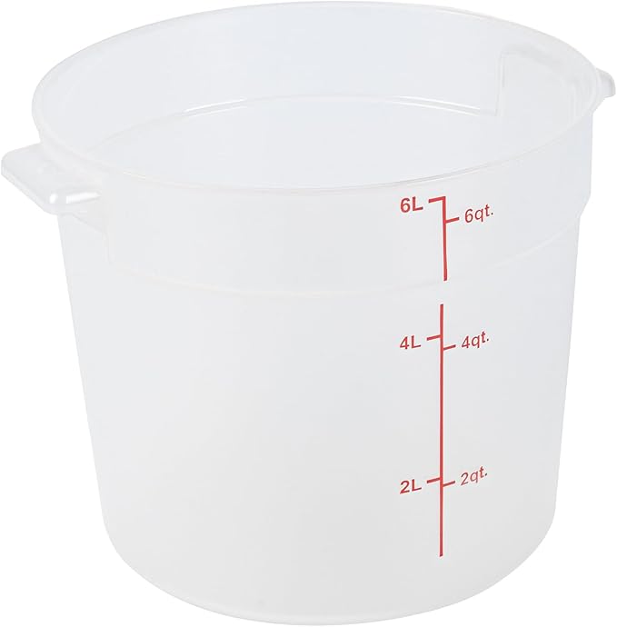 Restaurantware-Met Lux 6 Quart Food Storage Container 1 Translucent Storage Container - Lids Sold Separately Red Volume Markers Dishwashable Container Side Handles For Storing Foods