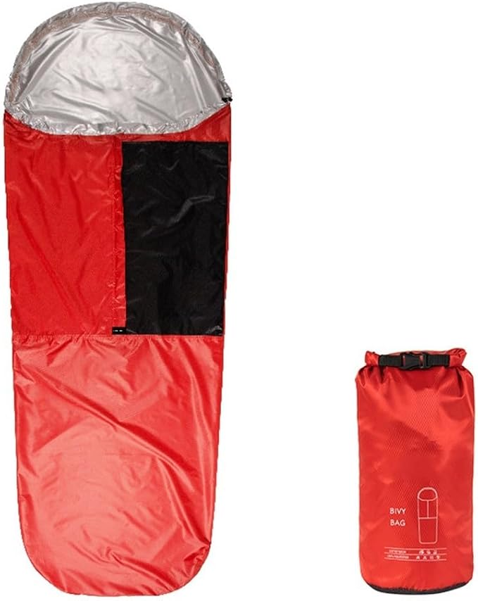 Ultralight Waterproof Bivy Sack Sleeping Bag 70D Ripstop Nylon with Heat Reflective Coating for Camping Hiking and Outdoor Survival Gear(GREEN)