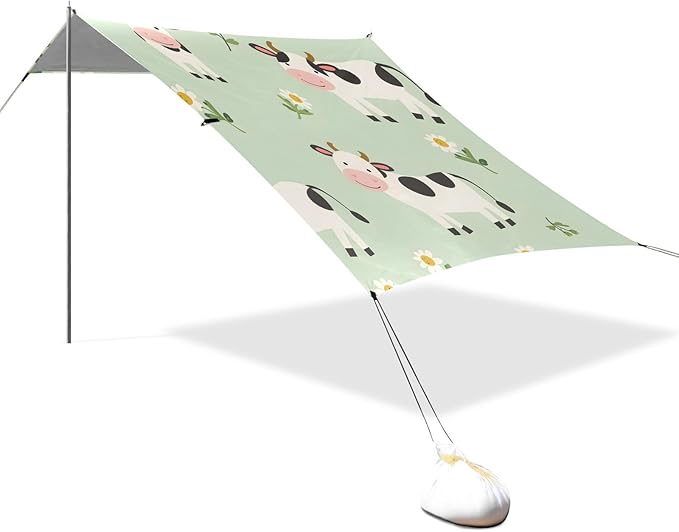 Farm Cows Camping Sun Shelter Beach Tent Portable Beach Sun Shade Outdoor Canopy for Camping Trips Fishing Picnic