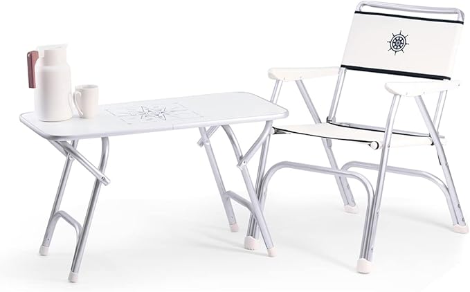 FORMA MARINE Boat Table Folding White Melamine 34.7 x 17.3 x 24 Height Marine Aluminum Yacht Deck Furniture M200