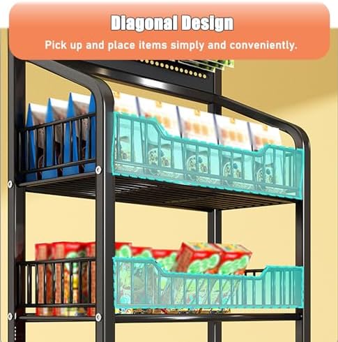 Store Display Rack Wall Mounted Storage Rack Supermarket Convenience Store4-Tier Carbon Steel Supermarket Shelf Display Rack - Floor-Standing Vegetable &amp Snack Organizer for Convenience STO