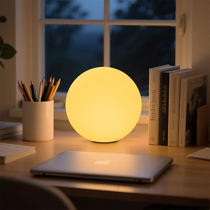 LED Glowing Ball Light 8-in RGB Color Changing LED Orb Night Light Mood Lamp for Kid 16 Colors 4 Lighting Modes &amp 8 Brightness Sphere Lamp w/Remote Rechargeable Outdoor Globe Lights for Home Pa