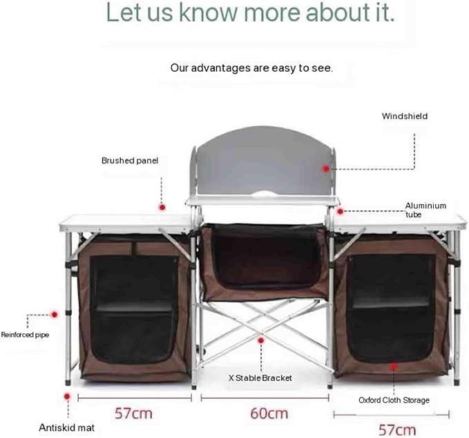 Outdoor Mobile Kitchen Outdoor Mobile Kitchen Stove Portable Cooking Equipment Camping Supplies Picnic Vehicle Folding Barbecue Table Locker