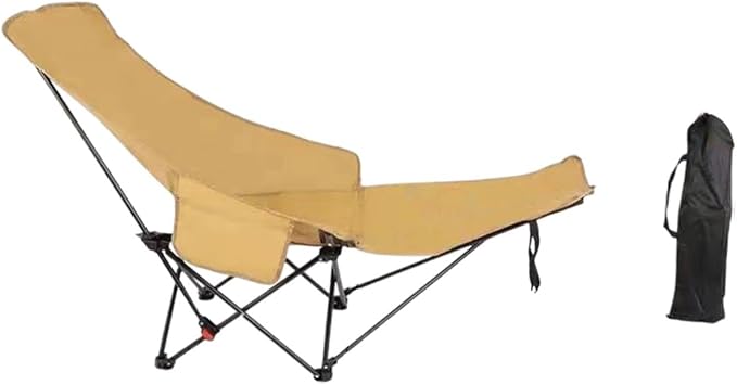 Folding Lounge Chair Recliner with Carry Bag 3 Gear Adjustable Angle Lounger Reclining Chair for Park Pool Picnic Lawn Khaki