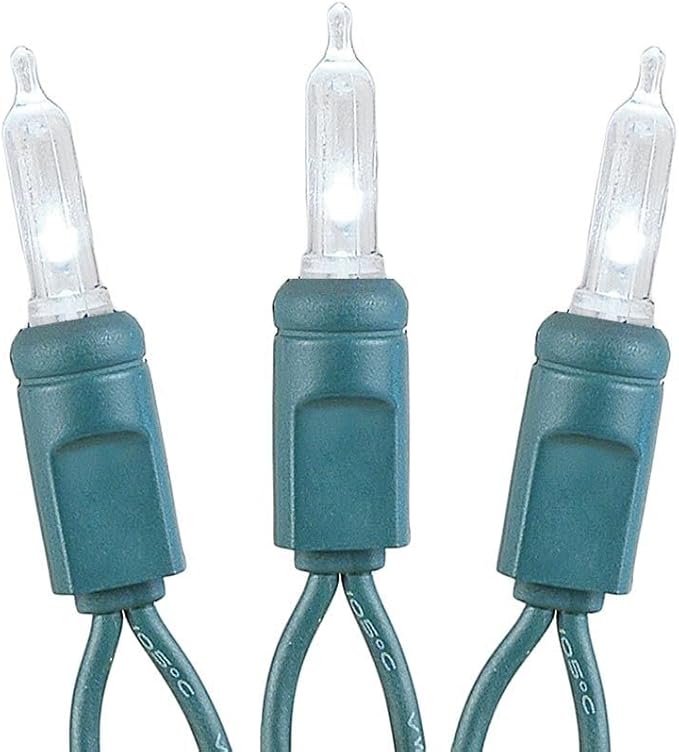 Novelty Lights Vintage Style T5 Pure White LED Christmas Lights 35 Feet Green Wire String of 70 Mini Bulbs UL Listed Indoor/Outdoor Tree Lighting