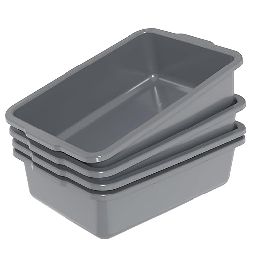 24 L Plastic Bus Box Commercial Plastic Restaurant Bus Tubs Gray 4 Packs