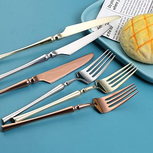 SpoonsSilverware Set 30-Piece Stainless Steel Cutlery Set - Travel Fork and Spoon Elegant Gold Silverware for Dining and Outdoor Use