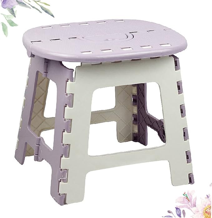 Portable Plastic Folding Chair for Home Office Sturdy Foot Stool Outdoor Camping