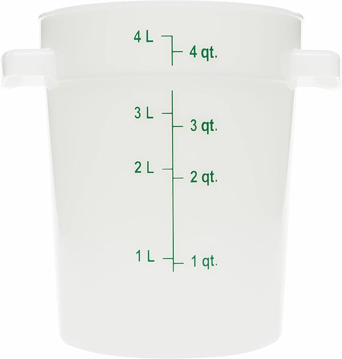 Carlisle FoodService Products Storplus Round Food Storage Container with Stackable Design for Catering Buffets Restaurants Polyethylene (Pe) 4 Quart White