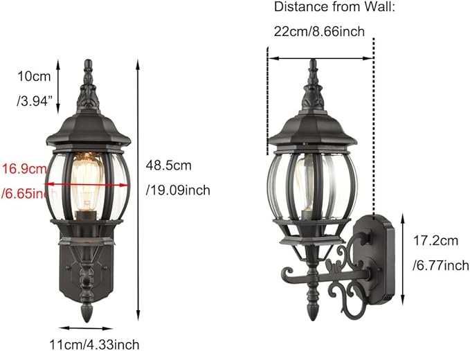 HOLKIRT 2-Pack Outdoor Wall Lantern Waterproof Exterior Wall Sconce Light Matte Black for Porch Garage Doorway
