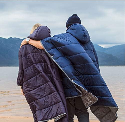 Camp Poncho Sleeping Bag Wearable Hooded Blanket - Envelope Lightweight Thermal Cloak Cape Windproof with Premium Stuff Compression Sack for Backpacking Hiking Hunting Fishing Outdoor Sport