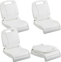 4 Pcs Pool Chairs Foldable Poolside Chairs for Edge of Pool Portable Seat for Outdoor Beach Stadium Durable ABS Plastic with Back Support(White)