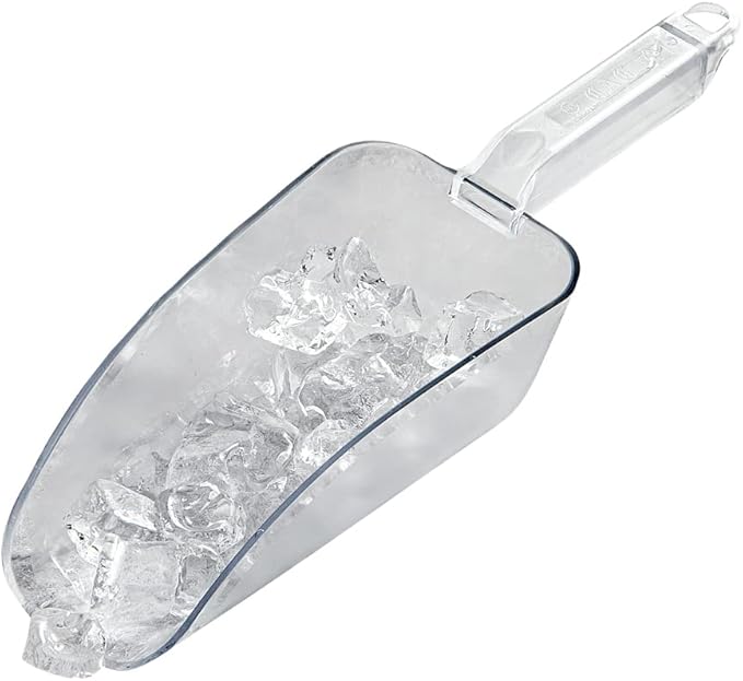Restaurantware Met Lux 24 Ounce Ice Scoop 1 Flat Bottom Food Scoop - Beveled Front Edge Hanging Slot Clear PC Plastic Flour Scoop Lightweight For Ice Or Dry Ingredients