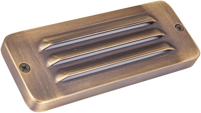 VOLT Cast Brass 12V 3W 2700K Warm White Mini Thin LED Louvered Outdoor Step Light (20 Lumens) for Low Voltage Landscape Lighting