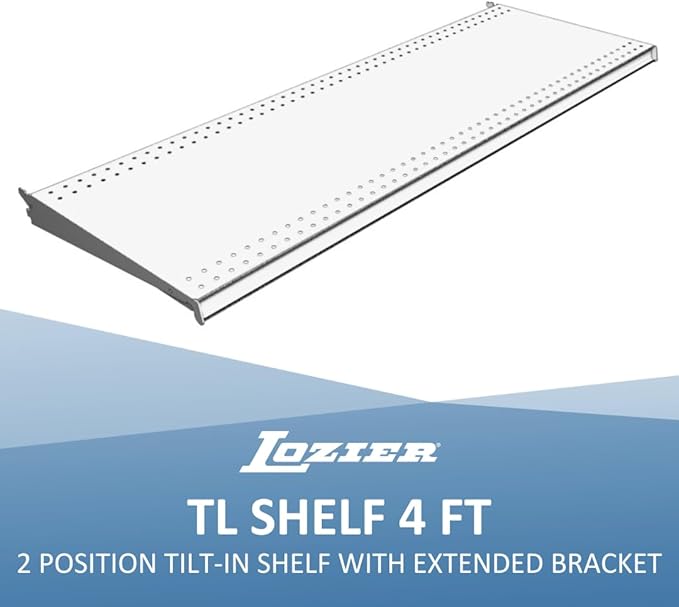 Lozier TL Shelf - Retail Display Shelving - Compatible Gondola Shelving Units - Product Shelves for All Commercial Business Types - 4' Width x 22 Depth (Cool White)