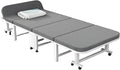 Camping Cots for Adults with 8 Universal Wheels 6-Position Adjustable Backrest Folding Bed Easy to Store and Save Space Camping Cot Suitable for Office Home Hospital(White190x70x30cm)