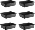 6-Pack 20 x 15 x 5 Commercial Bus Tub/Bus Box - 6.5 Gallons without Lid - Heavy-Duty Polypropylene Dish Box for Restaurants Kitchens and Foodservice - Stackable and Freezer-Safe - Black