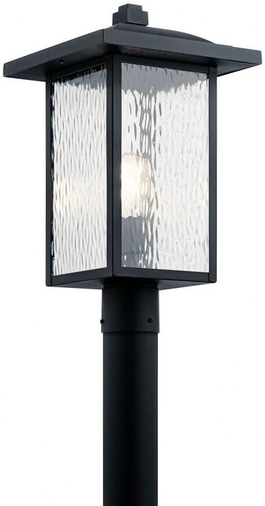 Kichler Capanna 18.25 inch 1 Light Post Light with Clear Water Glass in Textured Black