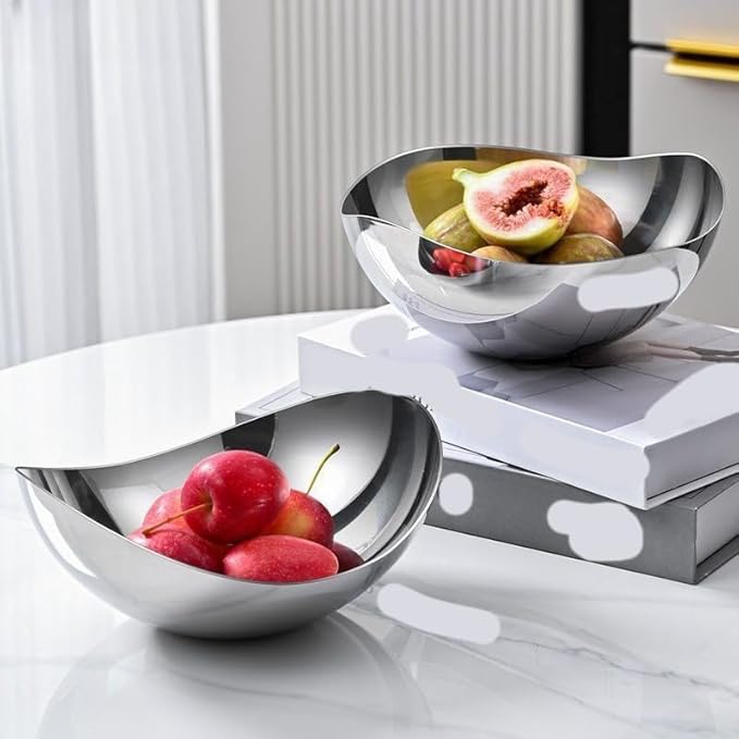 Fashion 304 Stainless Steel Asymmetry Cooking Bowl Strong Durable for Outdoor Camping Living Room