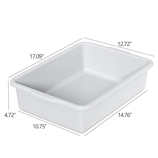 13 L Plastic Kitchen Bus Tubs 4 Pack Restaurant Bus Bin Meat Processing Tubs Light Gray