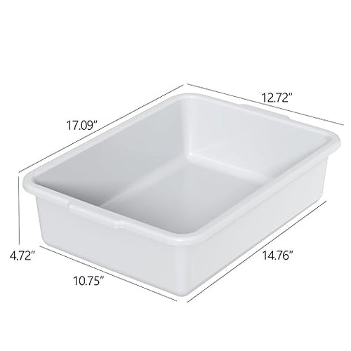 13 L Plastic Kitchen Bus Tubs 4 Pack Restaurant Bus Bin Meat Processing Tubs Light Gray
