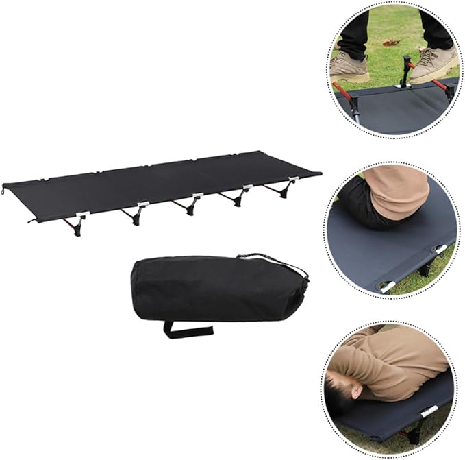 Portable Folding Outdoor Camping Cot Lightweight and Easy to Assemble Bed for Camping Hiking and Guest Use Durable Frame with Oxford Convenient Carry Bag Included