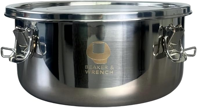Food Safe 304 Stainless Steel 1 Gallon (5L) Container Bucket with Clamps and Air-Tight Lid with Silicone Gasket