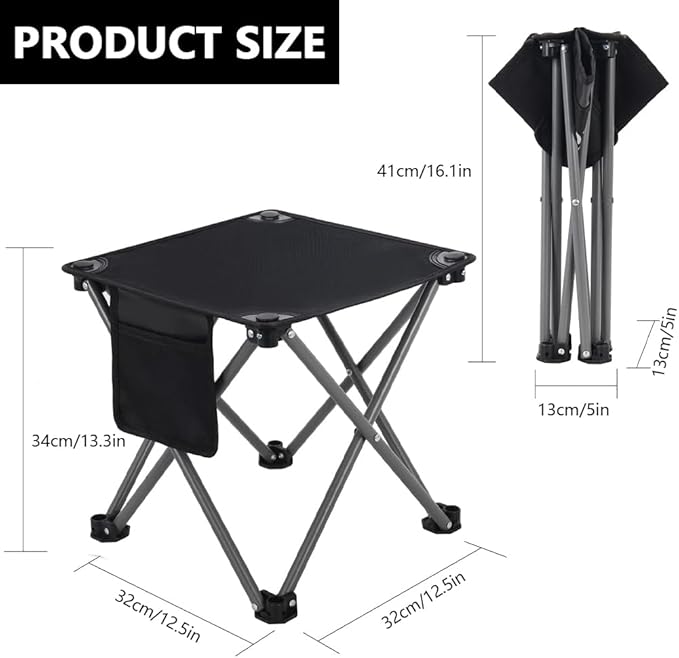 3 Pack Camping Stool Camping Foot Stools Portable Folding Camp Stool with Storage Bag Folding Stool Suitable for Fishing Beach PicnicOutdoor - Black