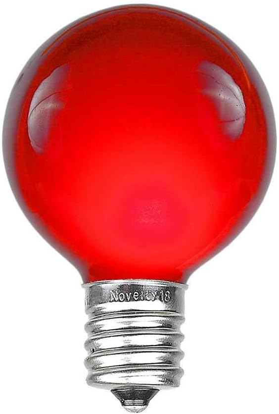 G50 Patio String Lights with 25 Red Globe Bulbs – Outdoor String Lights – Market Bistro Café Hanging String Lights – Patio Garden Umbrella Globe Lights - Brown Wire - 25 Feet