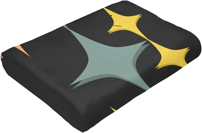 80X60 Mid Century Modern Eames Atomic Starbursts Lightweight Flannel Blanket - Soft and Breathable Polyester Suitable for Travel Camping and Home Decoration