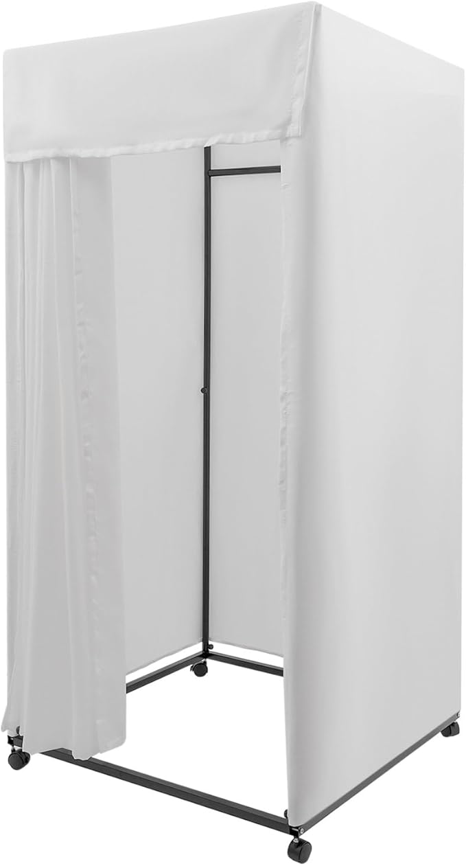 Clothing Store Fitting Room 39×39×78 inch Clothing Store Fitting Room with Shading Curtain Portable Temporary Mobile 95% Privacy Protection Dressing Room with Castors &amp Hanger (White)