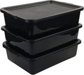 13 L Black Plastic Bus Tub with Lid 3 Pack Bus Dish Pan