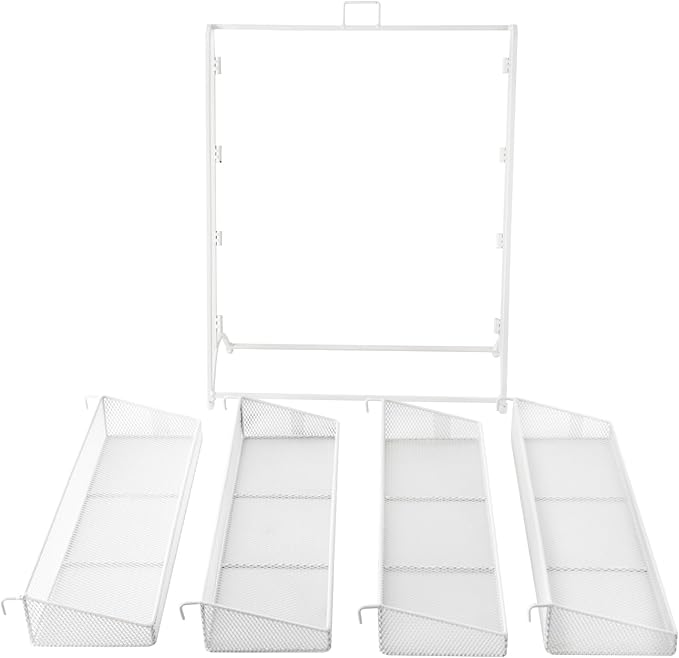 4 Tier Snack Organizer Candy Display Rack for Countertop Snack Display for Counter Portable Chip Rack Metal Snack Shelf for Retail Stores Kitchen Office (White)