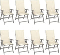 8-Pack Garden Recliner Chairs Set Grey Solid Acacia Wood 5-Position Folding Outdoor Lounge Chairs Weathered Finish for Patio Balcony Terrace Lawn 27.6 x 22 x 43.3 in