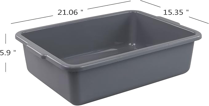 Cand 4 Packs Commercial Bus Tubs 22 L Plastic Bus Box Grey Utility Dishpan