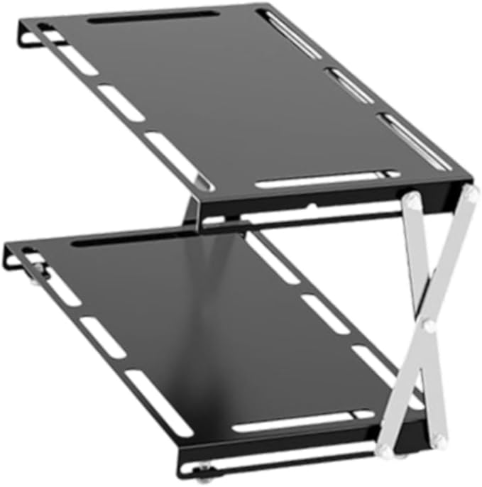 Camping Foldable Storage Rack Outdoor Tabletop Camping Stand Portable Easy to Install Cookware Storage Rack for Barbecue Double Layers
