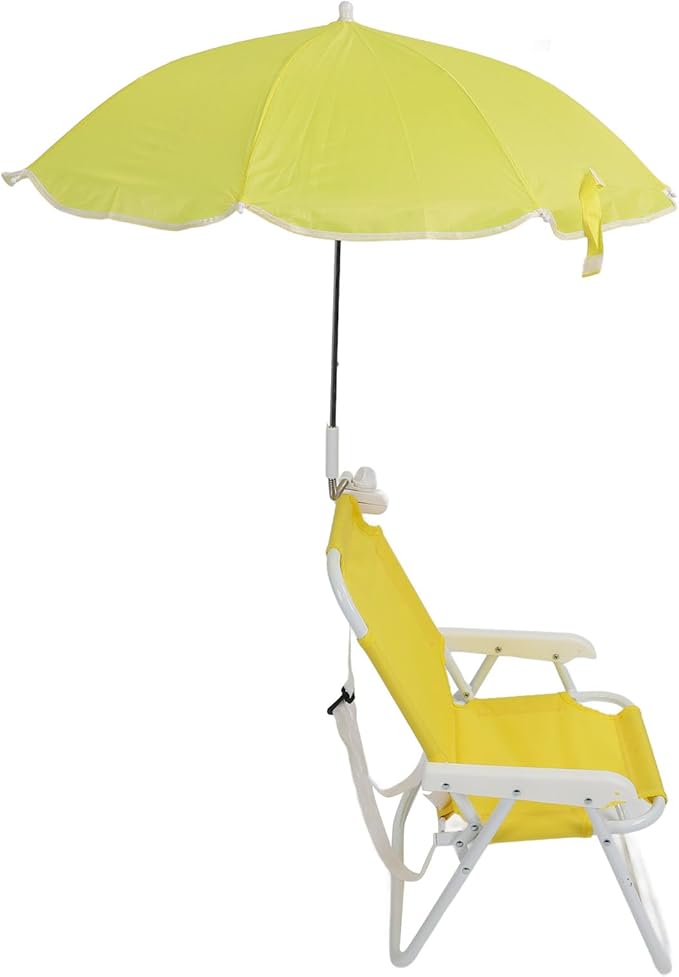 Low Beach Chair with Sun Umbrella Folding Camping Chair with Canopy Shade for Kids Adults Portable Children Camping Chairs Lawn Chair with Umbrella for Picnics Vacations