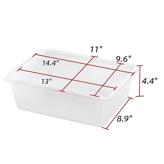 Dicunoy 6 Pack Commercial Bus Tubs 9L Plastic Dish Pan Basin White Rectangle Wash Basins Bus Box Meat Processing Tubs Tote Organizer Boxes for Art Supplies Toys Foods 14 L x 11 W x 4.4 H