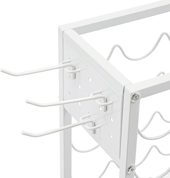 Mobile Vinyl Roll Holder Cart 40 Compartments Vinyl Storage Organizer with 6 Hooks &amp Extra Paper Roll Organizer Tray on 2 Side Vinyl Storage Rack with Wheels for Craft Room (White)