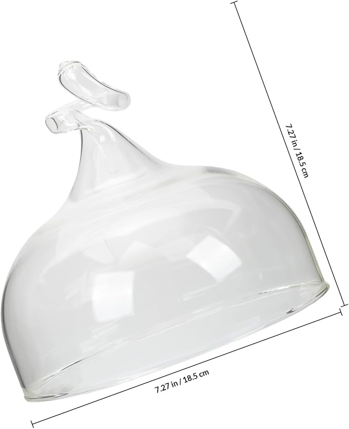 Glass Food Dome Cover for Cake and Bread 20cm High X 18.3cm Diameter Glass Protective Cake Stand Lid for Household and Restaurant Dessert Display