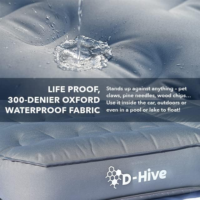 D-Hive Unbeatable Durability SUV Air Mattress for Car Camping Durable Extra Thick 300D Oxford Fabric Quick Easy Set-Up w/Electric Pump Bed Mattress Mattress for SUV Car Air Mattress