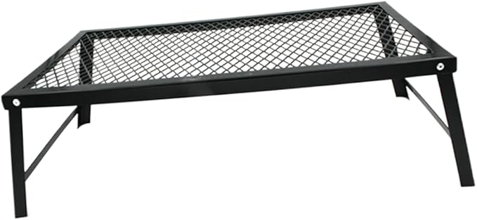 VANZACK Portable BBQ Mesh Table Outdoor Folding Picnic Desk Camping Accessory Sturdy Iron Easy Assembly