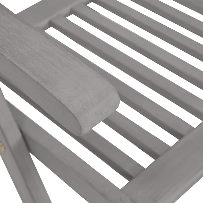 8-Pack Garden Recliner Chairs Set Grey Solid Acacia Wood 5-Position Folding Outdoor Lounge Chairs Weathered Finish for Patio Balcony Terrace Lawn 27.6 x 22 x 43.3 in