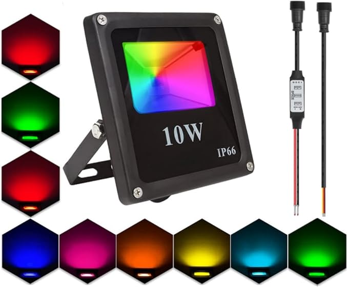 LED Flood Lights10W RGB Smart floodlightWS2811 led Pixel Flood Light led addressable Pixel floodlight DC12-24VInput IP65X-Connect for Party/Outdoor Decorations/Garden/Stage Lighting