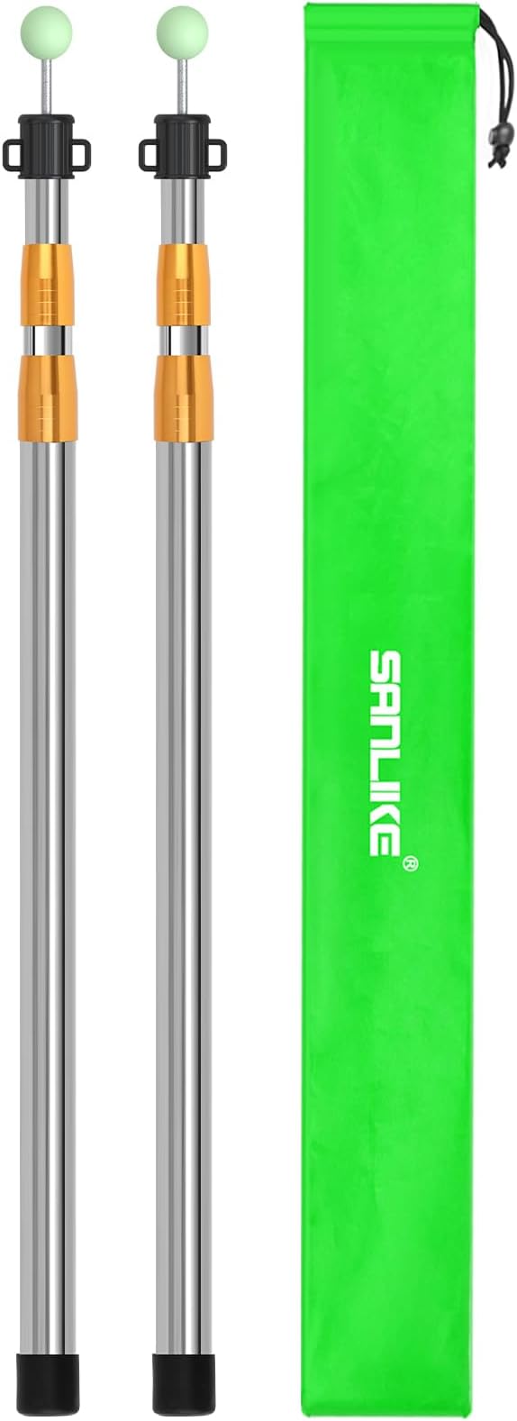 SANLIKE Telescoping Tarp Pole Heavy Duty Tent Poles 33-86.6/94 Thickened Tube Collapsible Stainless Steel Canopy Poles for Camping Backpacking Hiking Awning Sun Sails Outdoor Sports Set of 2