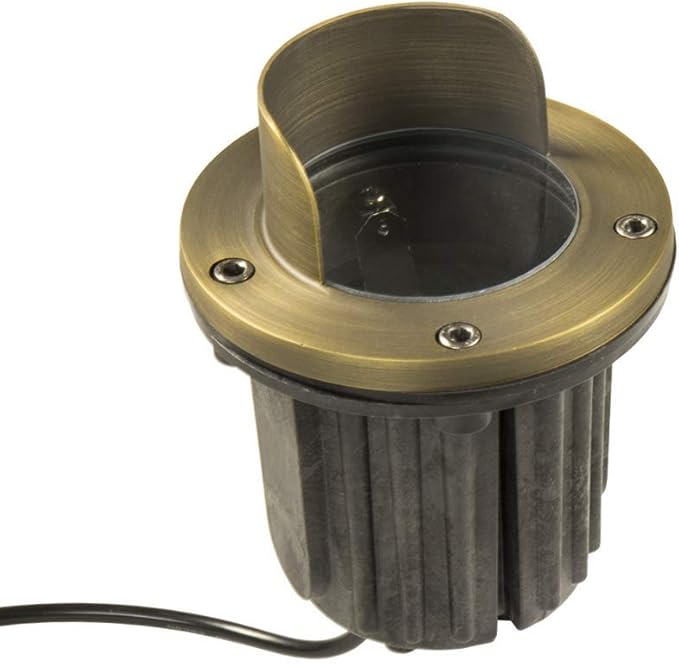 12V Brass In-Ground Well Light (Shielded Top) with 5W 2700K Warm White MR16 LED Bulb for Low Voltage Landscape Lighting of Outdoor Pathway Garden Shrubs Columns or Trees