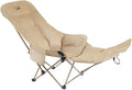 Folding Camping Chair with Removable Leg Rest Outdoor Chairs with Large-Capacity Side Pockets for Fishing Hiking Home(Beige)